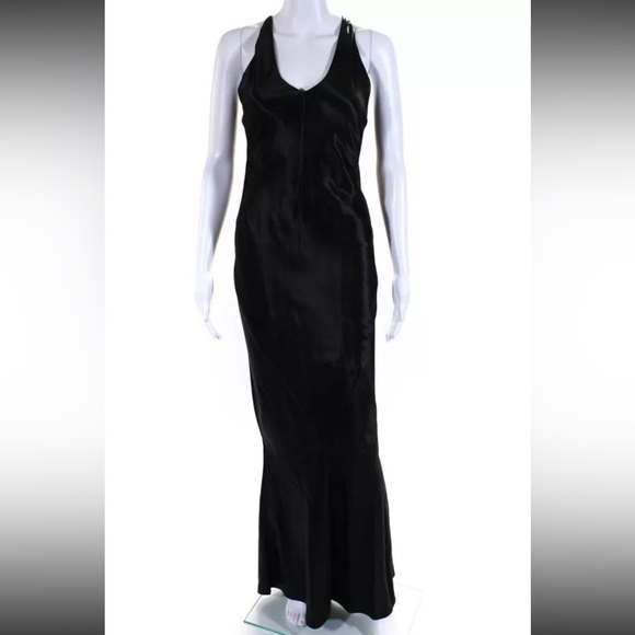 Maria Grachvogel Silk Slip Maxi Dress Gown 0 Black - Picture 4 of 7